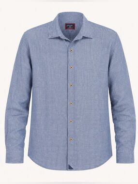 UNTUCKit Linen Button Up Shirt Blue Large Casual Coastal Business Casual Resort